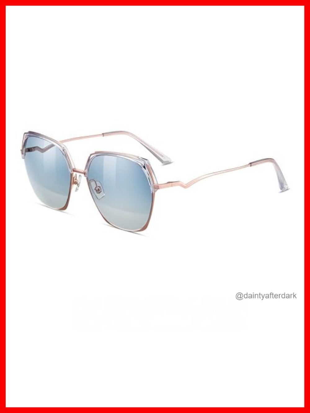Sunglasses UV400 Nylon Lenses Semi-Rimless Gold Plated Metal Frame Women